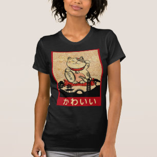 T-shirt Chat Ramen Bowl Anime nouilles japonaises Kawaii N