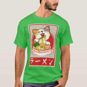 T-shirt Chat Ramen Bowl Anime nouilles japonaises Kawaii N