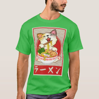 T-shirt Chat Ramen Bowl Anime nouilles japonaises Kawaii N