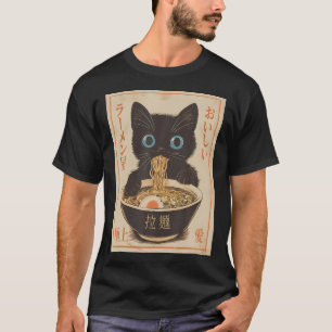 T-shirt Chat Ramen drôle japonais Graphisme Tee Kawaii Ani