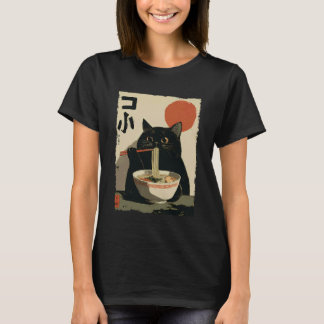 T-shirt Chat Ramen Esthétique Japonais Ukiyo-e Illustratio