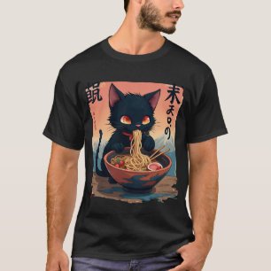 T-shirt Chat Ramen Japonais Drôle Tee - shirts Graphiques 