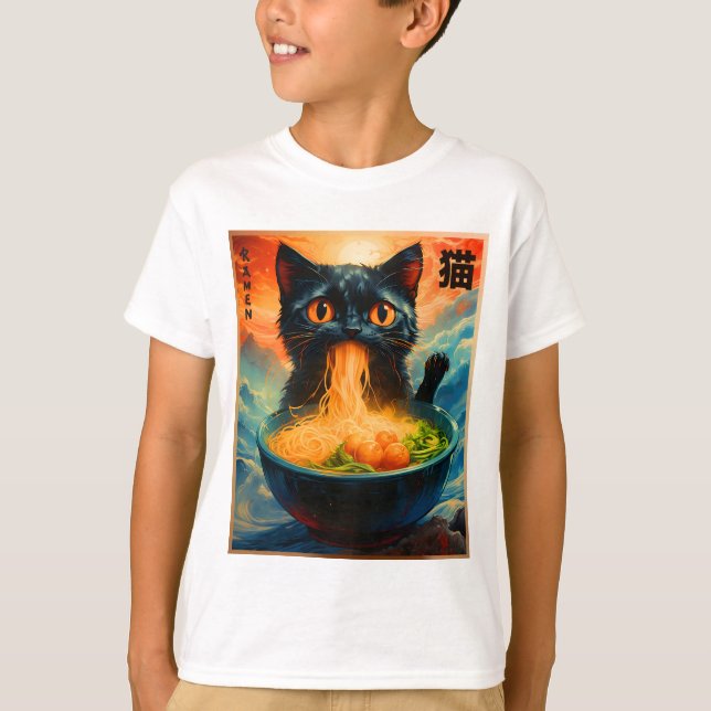 T-shirt Chat Ramen Japonais Kawaii Chat Anime Chat Ramen (Devant)