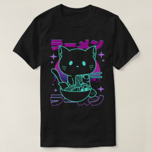 T-shirt Chat Ramen Kawaii Rétro Vaporwave Japonais