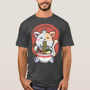 T-shirt Chat Ramen Noodle Japonais Kawaii Vêtements Pour E