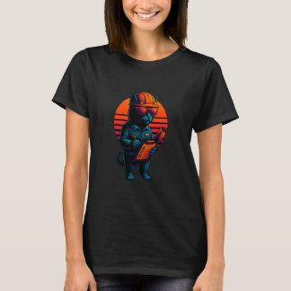 T-shirt Chat Rétro Avec Compétences De Chantier Constructi