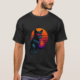 T-shirt Chat Rétro Avec Joueur De Bowling Boule De Bowling