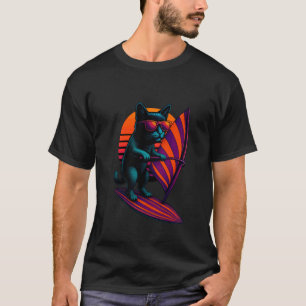 T-shirt Chat Rétro Avec Voile Rayée Planche à Voile Surfeu
