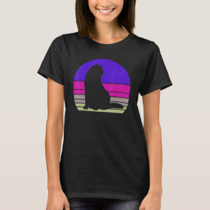 T-shirt Chat Retro Chat Vintage Chat Silhouette Kitten Ani