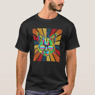 T-shirt Chat Rétro Funky Sauvage Avec Lunettes de Soleil C