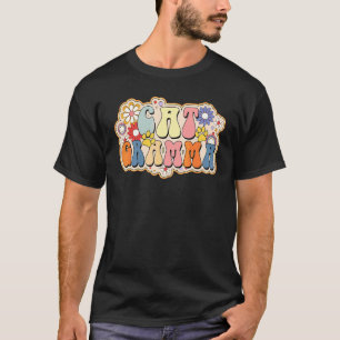 T-shirt Chat Rétro Gramma Vintage Floral Chat Pour Femmes