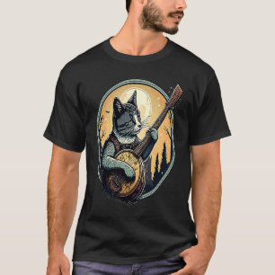 T-shirt Chat Retro Jouer Banjo Cute Kitten Banjo Joueur C