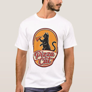 T-shirt Chat Rétro Pizza Drôle Amateur de Chats Design_1