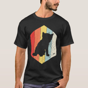T-shirt Chat Rétro Silhouette de Chat Vintage 60s 70s