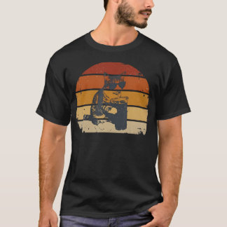 T-shirt Chat Rétro Vintage Buvant un Glace