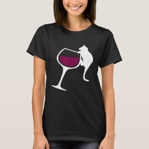 T-shirt Chat Revêche Renversant un Verre à Vin Drôle Fou C