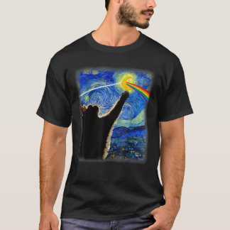 T-shirt Chat Rock Musique Chat Starry Nuit Van Gogh Art Am