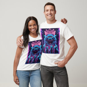 T-shirt Chat Roi Néon & Chatons Mignons Pop Art Néon Vib