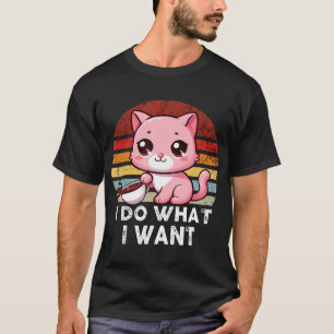 T-shirt Chat Rose Sunset vintage Je Fais Ce Que Je Veux Ga