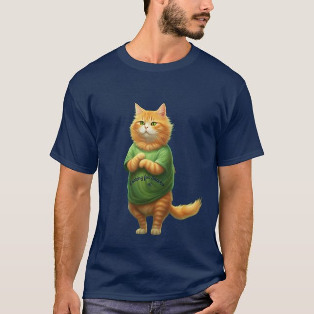 T-shirt Chat roux anthropomorphe regardant  (Devant)