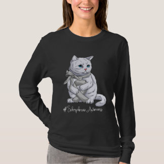 T-shirt Chat Ruban Argent Mois de la sensibilisation à la