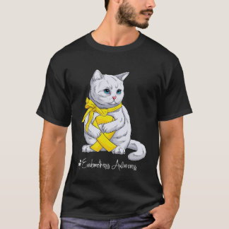 T-shirt Chat Ruban Jaune Mois de Sensibilisation à l'Endom