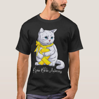 T-shirt Chat Ruban Jaune Mois de Sensibilisation au Spina