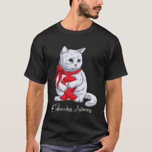 T-shirt Chat Ruban Rouge Mois de Sensibilisation à la Tube