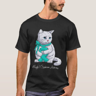 T-shirt Chat Ruban Sarcelle Mois de la sensibilisation au