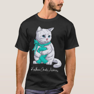 T-shirt Chat Ruban Sarcelle Mois de Sensibilisation à la M