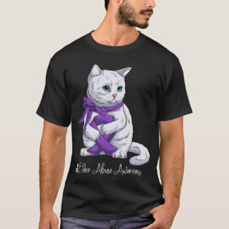 T-shirt Chat Ruban Violet Mois de la Sensibilisation à la 
