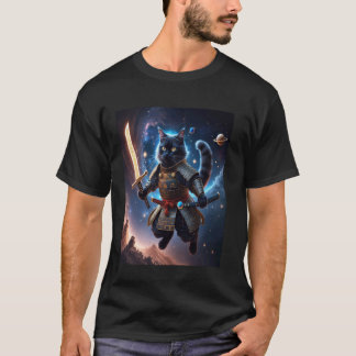 T-shirt Chat Samouraï Astral Gardien des Vagues Célestes