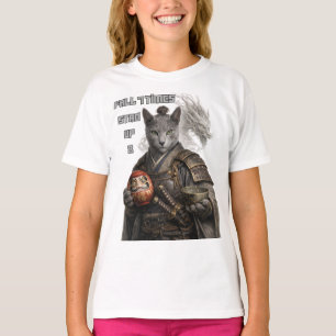 T-shirt Chat Samouraï Bleu Russe