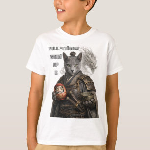 T-shirt Chat Samouraï Bleu Russe