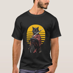T-shirt Chat samouraï guerrier félin intrépide