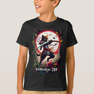 T-shirt Chat samouraï guerrier japonais