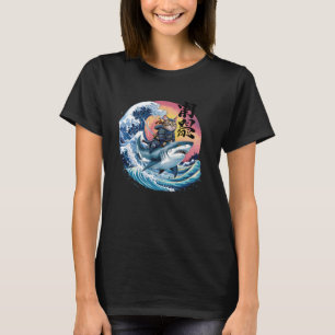 T-shirt Chat Samouraï Ninja Chat Japonais Requin Kanagawa