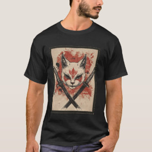 T-shirt Chat Samouraï Ninja Japonais Vintage Drôle Cool Ja