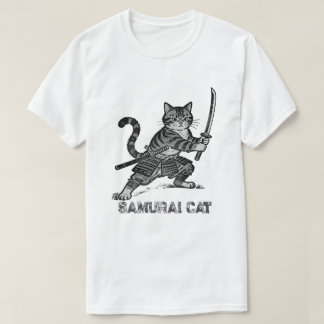 T-Shirt Chat Samouraï Vintage – Moment de tirer l'