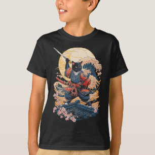 T-shirt Chat Samurai Chat japonais Anime Ninja