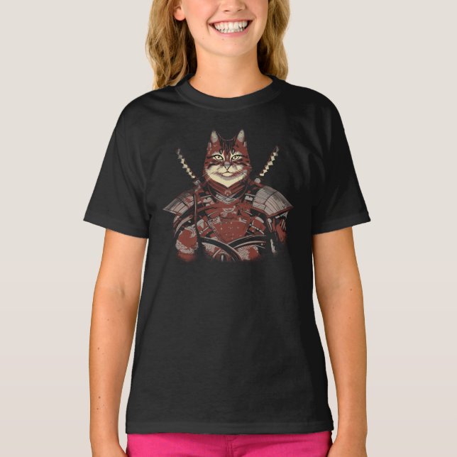 T-shirt Chat Samurai guerrier japonais (Devant)