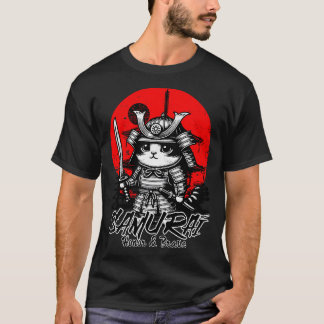 T-shirt Chat Samurai Honneur Et Courageux