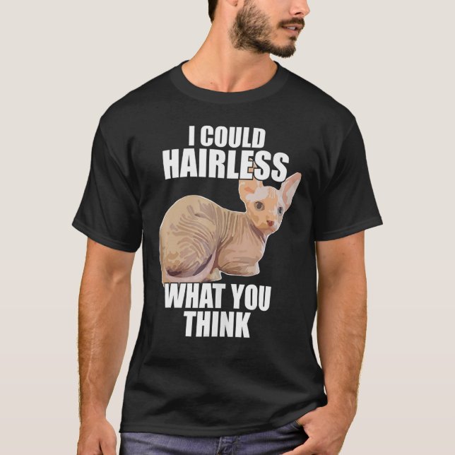 T-shirt Chat sans cheveux Sphynx Chat Pun Mème Pour Hommes (Devant)