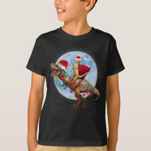 T-shirt Chat Santa Hat équitation Dinosaur T rex Lune Noël