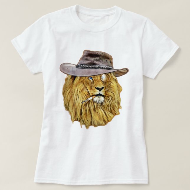 T-shirt Chat sauvage de lion de hippie (Design devant)