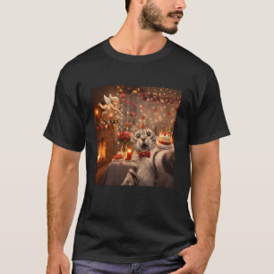 T-shirt Chat selfie avec Cupidon drôle de la Saint-Valenti
