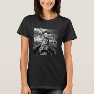 T-shirt Chat selfie avec un OVNI alien drôle de chat pour