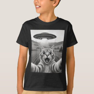 T-shirt Chat selfie avec un OVNI alien drôle pour hommes f