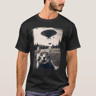 T-shirt Chat Selfie Invasion Alien Meme Drôle Chat Mignon 