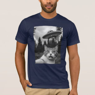 T-shirt Chat Selfie OVNI Tee Drôle Alien Enlèvement Chemis